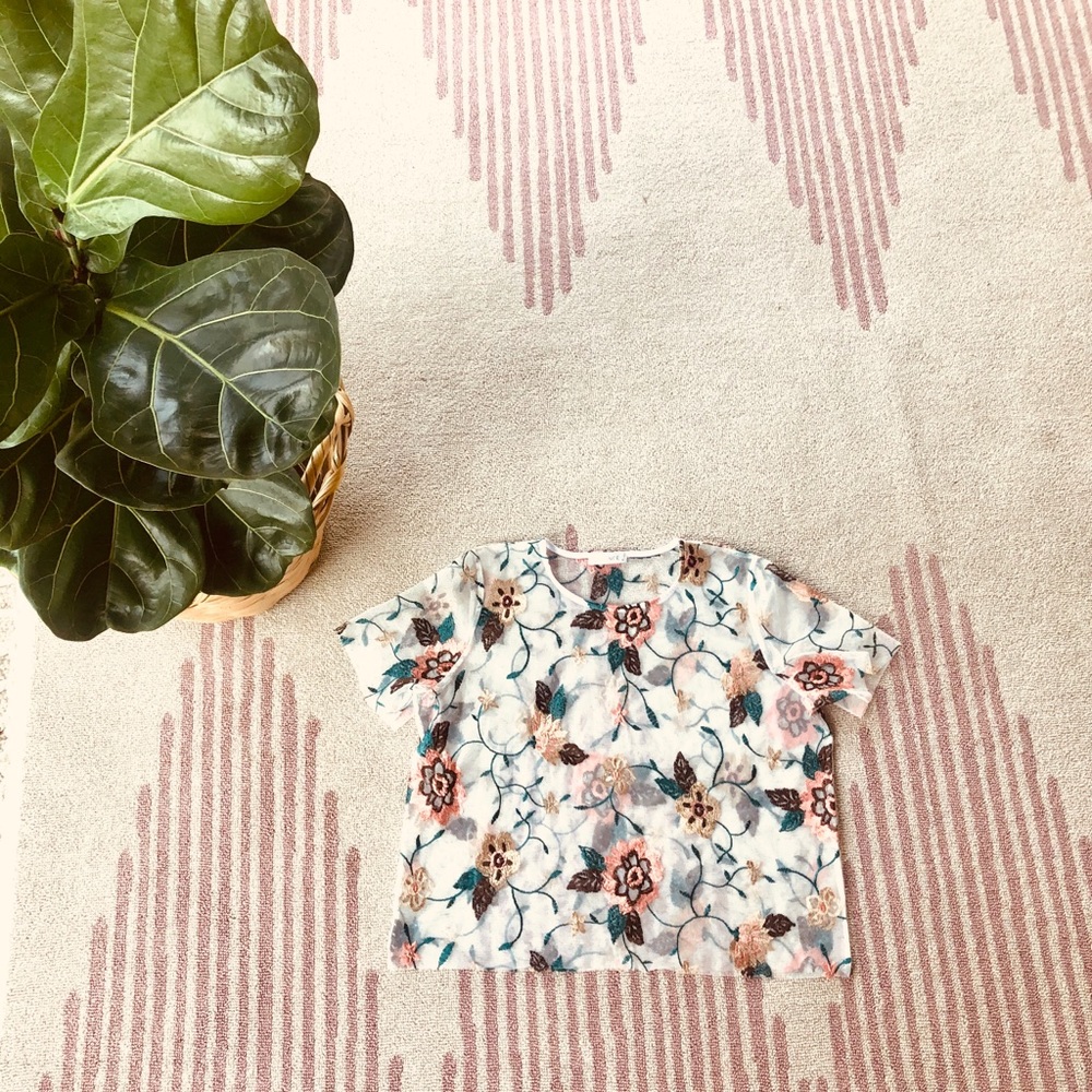 Chic, see through, floral, crop top.